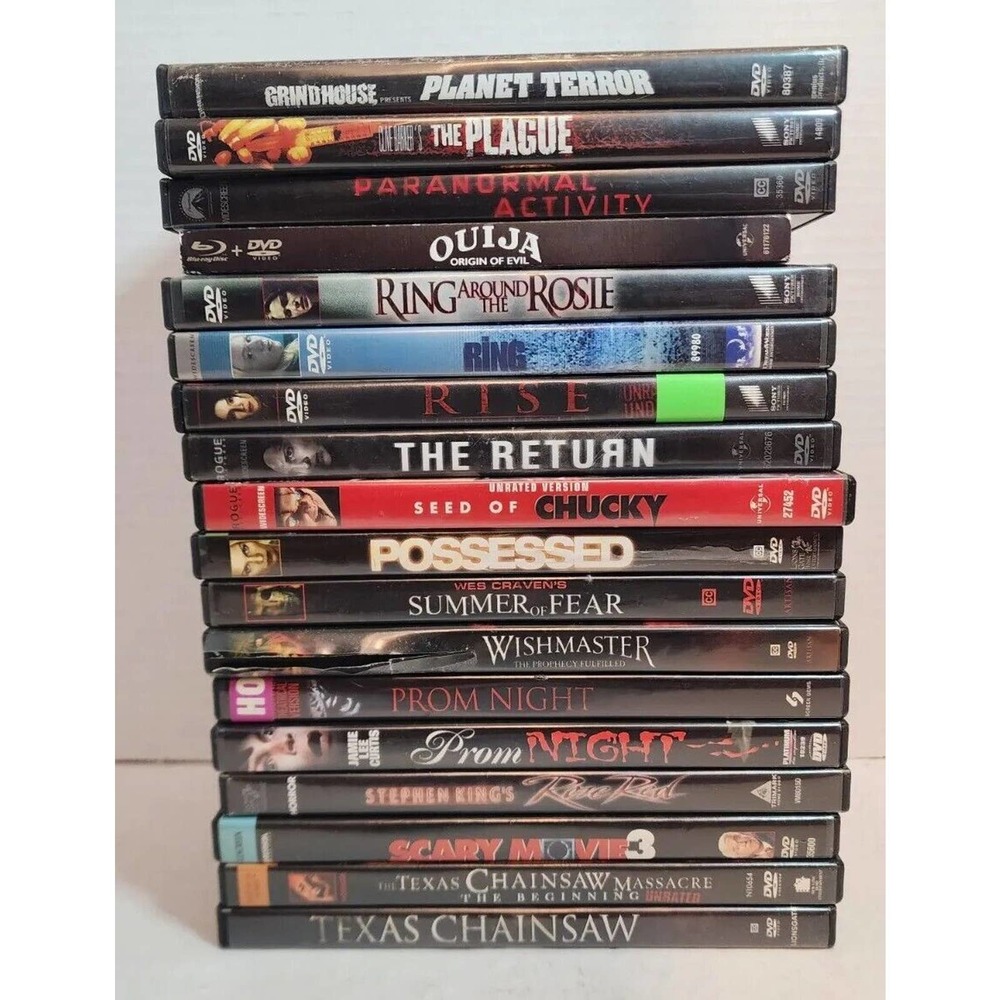 Horror DVD Lot 17 DVD's 1 Blu-ray Movies Ouija Chainsaw Ring Prom Night Rise